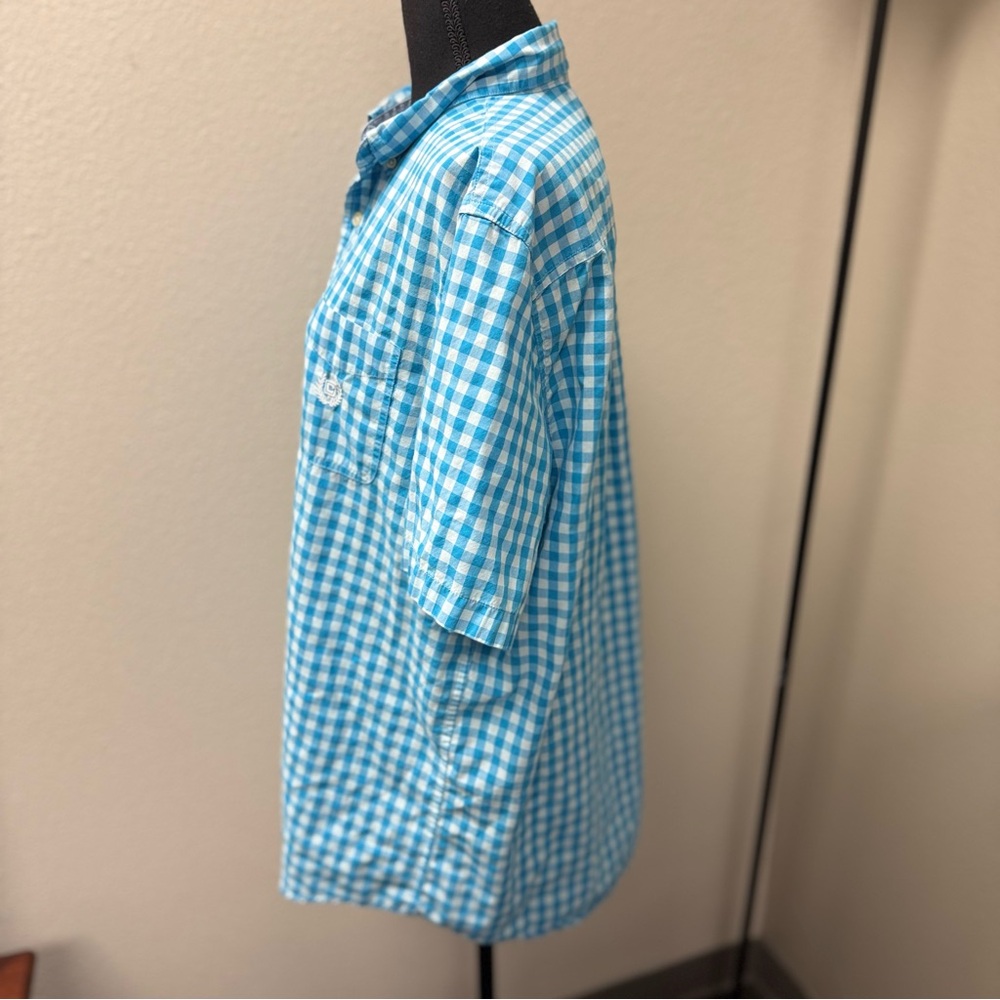 Chaps Blue Checkered Men's Short Sleeve Shirt. Easy Care. Size Large - Picture 3 of 8